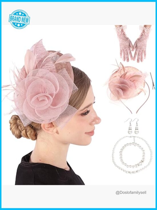 Tea Party Fascinator Derby Hat Elegant Wedding Cocktail Headpiece Adjustable main image 4